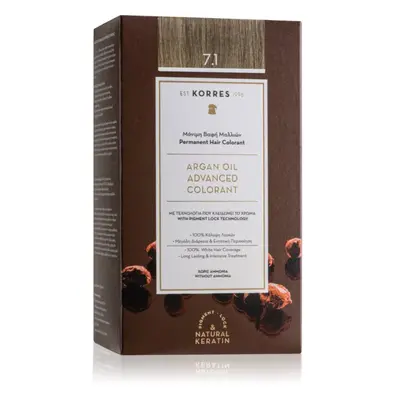 Korres Argan Oil coloration cheveux permanente à l'huile d'argan teinte 7.1 Ash Blonde 50 ml