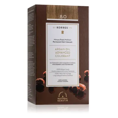 Korres Argan Oil coloration cheveux permanente à l'huile d'argan teinte 8.0 Light Blonde 50 ml
