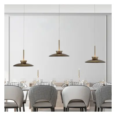 Moon LED hanglamp brons amberkleurig glas (donker), 3-lamps - PURE PURE Moon - Woonkamer - Modern - Met lampenkap