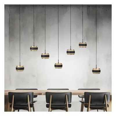 Falling Rings LED hanglamp, zwart, 132 cm, 7-lamps - PURE - Woonkamer - Modern - Metaal - Meerdere lampen