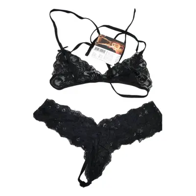 Baci Lingerie Submissive Lingerie Bikini Set with Cuff – Zwart