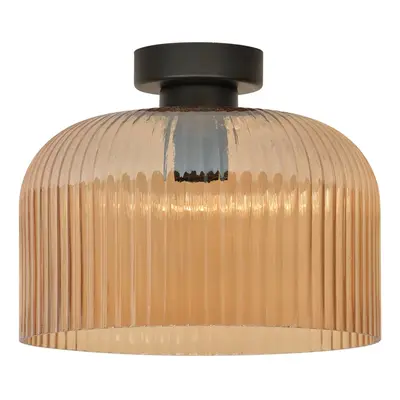 Plafonnier Luigi ambre/noir Ø 25 cm - COREP SAS - Salon / séjour - Moderne - Verre - Avec abat-jour