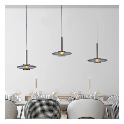 Vitrum LED hanglamp, grijs, glas/aluminium, 3-lamps - PURE - Woonkamer - Modern - Met lampenkap