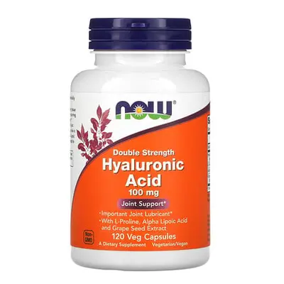 NOW Foods, Hyaluronzuur met L-proline, alfa-liponzuur en druivenpitextract, 100 mg, 120 vegetarische capsules