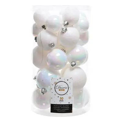 Decoris Seizoen Witte Kerstbal set - 30 stuks