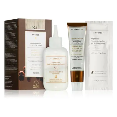 Korres Argan Oil coloration cheveux permanente à l'huile d'argan teinte 10.1 Platinum Ash Blonde 50 ml