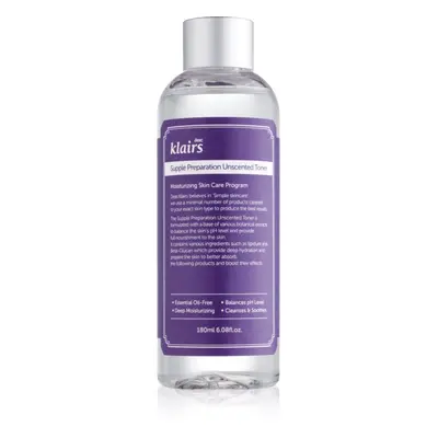 Klairs Supple Preparation Unscented Toner lotion tonique hydratante pour un pH du visage équilibré sans parfum 180 ml