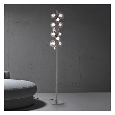 Pop-up LED vloerlamp, grijs aluminium/glas, dimmer, 12-lamps - PURE Popup - Woonkamer - Modern - Met lampenkap