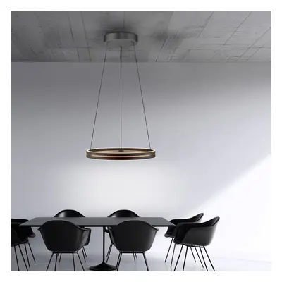 E-Loop LED hanglamp eiken/zwart parelmoer, Ø70 cm aluminium, CCT - PURE PURE E-Loop - Woonkamer - Modern - Metaal - Meerdere lam