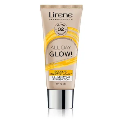Lirene ALL DAY GLOW! fond de teint fluide illuminateur pour un effet longue tenue teinte 02 Natural 30 ml