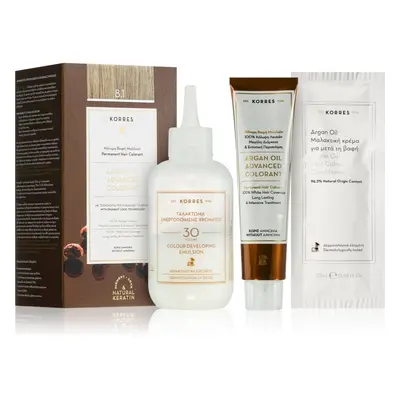 Korres Argan Oil coloration cheveux permanente à l'huile d'argan teinte 8.1 Ash Light Blonde 50 ml
