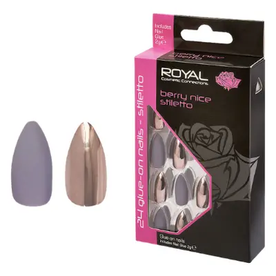 Koninklijke kunstnagels Berry Nice Stiletto - 24 stuks