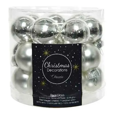 Decoris Seizoen Zilveren Mini Kerstbal set - 24 stuks