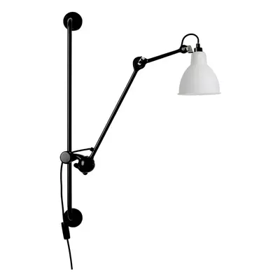 210 wandlamp zwart/witte gesatineerde polycarbonaat - Lampe Gras 201 Round - Woonkamer - Designer - Metaal - 1 lamp