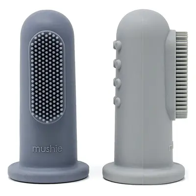 Mushie Finger Toothbrush brosse à dents de doigt pour bébé Tradewinds/Stone 2 pcs