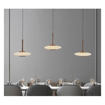 Vitrum LED hanglamp, bruin/opaal, glas/aluminium, 3-lamps - PURE - Woonkamer - Modern - Met lampenkap