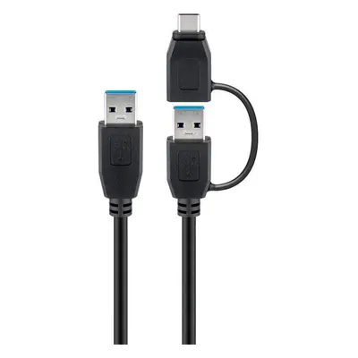Goobay USB 3.0 kabel met USB-A naar USB-C adapter zwart - 0 5 meter