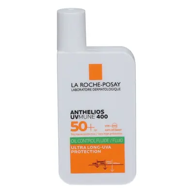 La Roche-Posay Anthelios UVmune 400 Oil Control Fluid SPF50+ | Onzichtbare, Matterende Fluide Gecombineerde tot Vette Huid 50 Zo
