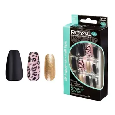 Koninklijke kunstnagels Rock It Coffin - 24 stuks.