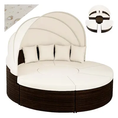 Polyrotan Zonne-eiland Bruin/Crème Ø230cm