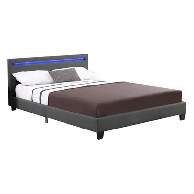 Gestoffeerd bed Verona - 120 x 200cm - Donkergrijs - LED Verlichting