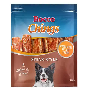 2x200g Rocco Chings Steak Style Kip & Vis Hondensnacks