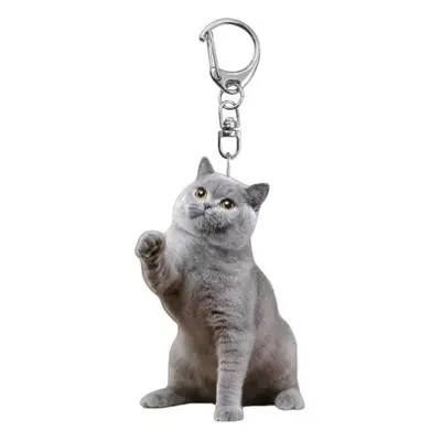 Schattige katten sleutelhangers Koe kat Britse Korthaar acryl hanger Kinderen grappige sleutelhangers Meisjes schooltas ornament