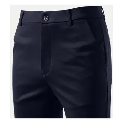 Elastische, verdikte, formele winterbroek voor heren - Fluweelgevoerde, rechte snit, lichte, zak