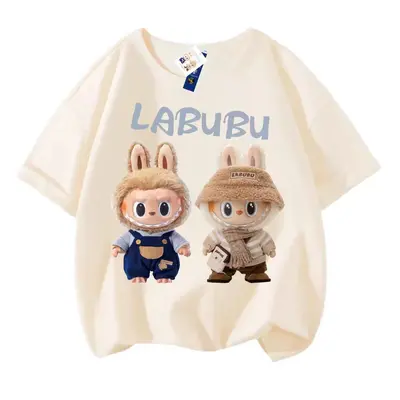 LABUBU 3D Print Dames T-shirt Jongen Meisjes Korte Mouw Veelzijdig Casual Trend Kleding Familie 