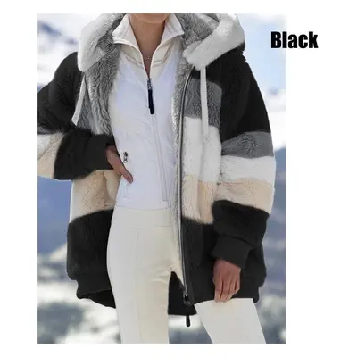 Winter Damesmode Warme losse jas met capuchon voor dames Patchwork Bovenkleding Rits Dames Grote