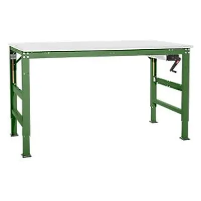 Werktafel Ergo K, met zwengel, , 1250 x 800 mm, Tafelblad PVC afwerking, resedagroen