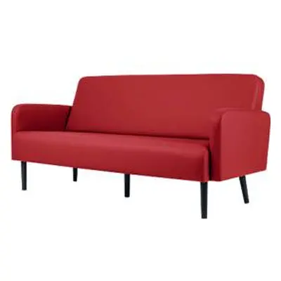 Driezitsbank meet® van Paperflow LISBOA, desinfectiebestendige kunstlederen bekleding rood, onde