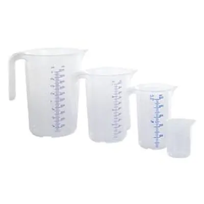 Huenersdorff maatbeker set, 4-delig, transparant polypropeen, open handvat