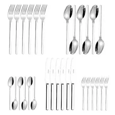 ESMEYER Bettina 30st. 6st., 18/10 roestvrijstalen mes 22 cm lemmet staal 2,5 mm, lepel/vork & koffie/koek 145/165 mm