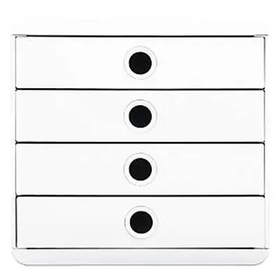 Exacompta Pop Box ladebox, voor A4/A4+, gemaakt van gerecycled plastic, gesloten laden, stapelbaar, geluidloos uittrekbaar, 4 la