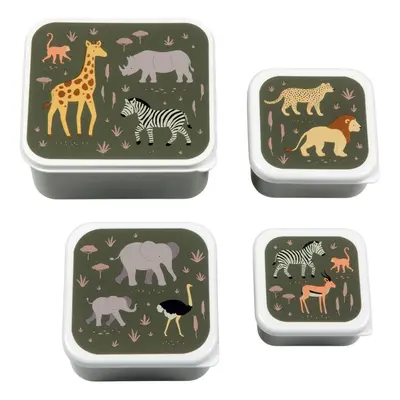 A Little Lovely Company - set van vier snackdozen - savannedieren