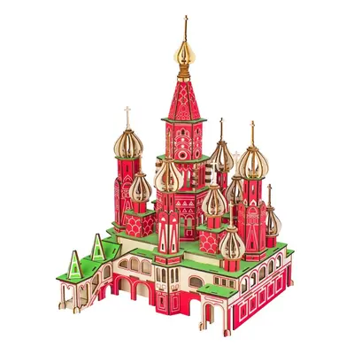 Woodcraft Houten 3D Puzzel Basiliuskathedraal kleurrijk