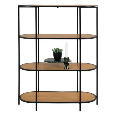 Ovaal rek met 4 planken in eikenhout met zwarte poten House Nordic Vita