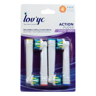 Lov'yc Action Floss opzetborstels voor elektrische tandenborstel zacht - 4 stuks