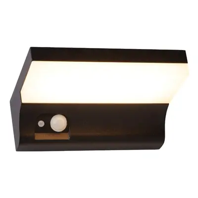 Searchlight Solly -  buiten wandverlichting met sensor op zonne-energie - 16 x 6 x 11 cm - 2W LED incl. - IP54 - zwart