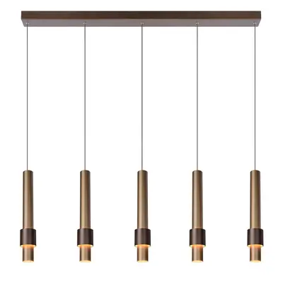 Lucide Margary - hanglamp - 103 x 8 x 169 cm - 5 x 4,2W dimbare LED incl. - koffie