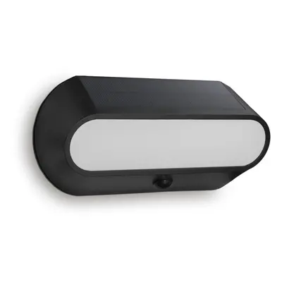 Century Italia Aura - buiten wandlamp op zonne-energie met sensor - 25 x 6,6 x 12 cm - 5W LED incl. - IP54 - zwart