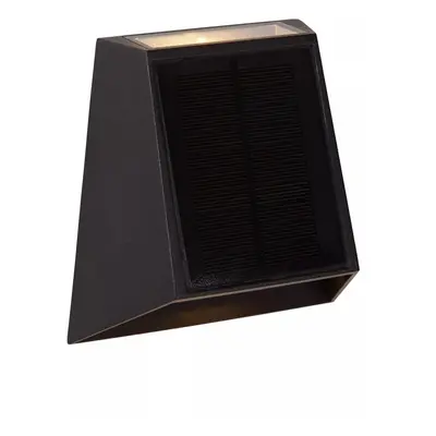 Lucide Luton - buiten wandlamp met dag- nachtsensor op zonne-energie - 13 x 7,4 x 13,4 cm - 1W dimbare LED incl. - IP54 - zwart
