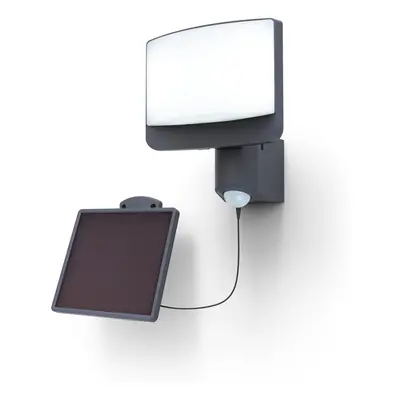 Lutec Sunshine - buiten wandlamp met sensor op zonne-energie - 17 x 18 x 20,5 cm - 11W LED incl. - IP54 - donkergrijs - koelwit
