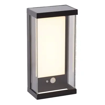 Searchlight Shine -  buiten wandverlichting met sensor op zonne-energie - 25,3 x 12,2 x 8,5 cm - 1W LED incl. - IP54 - antraciet