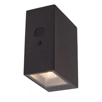 Lucide Bolton - buiten wandlamp met dag- nachtsensor op zonne-energie - 11,2 x 5,8 x 12 cm - 1W dimbare LED incl. - IP54 - zwart