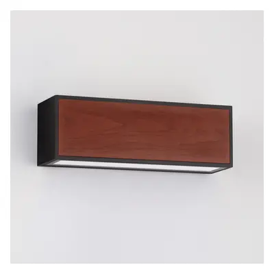 Nova Luce Brown - buiten wandverlichting op zonne-energie - 25,8 x 8,6 x 8,6 cm - 2W LED incl. - IP65 - zandzwart en hout