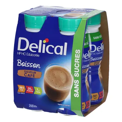 Delical Drank HP HC Gezoet Zonder Suiker Koffie 4x200