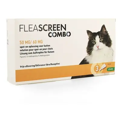KRKA Fleascreen Combo 50 mg/60 mg Spot-on oplossing voor katten 3 Ampoules