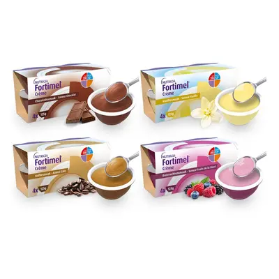 Fortimel Crème Chocolade-, Vanille-, Koffie-, Bosvruchtensmaak | Aanvullende voeding Ondervoeding 4x4x125 Voeding